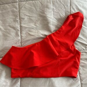 Red One Shoulder Crop Top